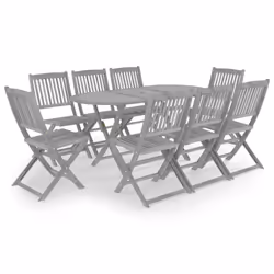vidaXL Solid Acacia Wood Garden Dining Set 9 Piece Grey Furniture Outdoot