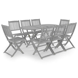 vidaXL Solid Acacia Wood Garden Dining Set 9 Piece Grey Furniture Outdoot