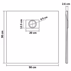 vidaXL Shower Base Tray SMC Brown 90x90 cm Modern Bathroom Shower Receptor - Additional view 7