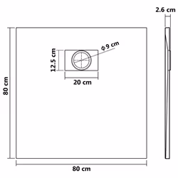 vidaXL Shower Base Tray SMC Grey 80x80 cm Modern Bathroom Shower Receptor - Additional view 7
