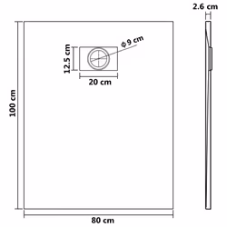 vidaXL Shower Base Tray SMC Grey 100x80 cm Modern Bathroom Shower Receptor - Additional view 7
