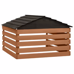 vidaXL Firwood Robotic Lawn Mower Garage Black and Brown Lawnmower Shed Roof
