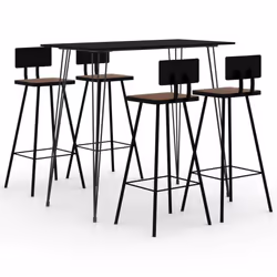 vidaXL Bar Set 5 Piece Black Dining Table and Chairs Kitchen Furniture Home