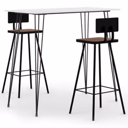 vidaXL Bar Set 3 Piece White Dining Table and Chairs Kitchen Home Furniture