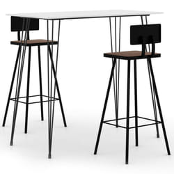 vidaXL Bar Set 3 Piece White Dining Table and Chairs Kitchen Home Furniture