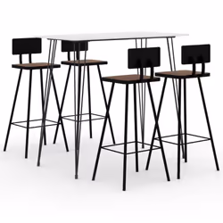 vidaXL Bar Set 5 Piece White Dining Table and Chairs Kitchen Furniture Home