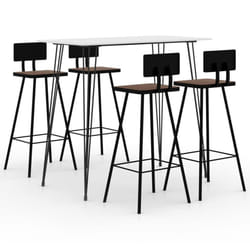 vidaXL Bar Set 5 Piece White Dining Table and Chairs Kitchen Furniture Home