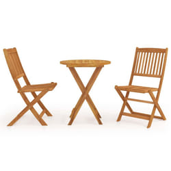 vidaXL Solid Acacia Wood Folding Garden Dining Set 3 Piece Furniture Outdoor