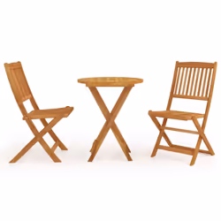 vidaXL Solid Acacia Wood Folding Garden Dining Set 3 Piece Furniture Outdoor - Additional view 6