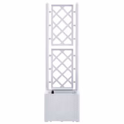 vidaXL Garden Raised Bed with Trellis and Self Watering System White Planter
