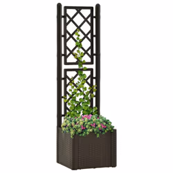 vidaXL Garden Raised Bed with Trellis and Self Watering System Mocha Planter