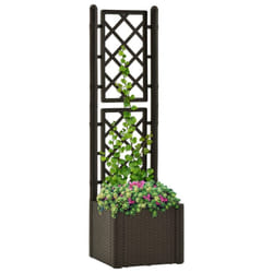 vidaXL Garden Raised Bed with Trellis and Self Watering System Mocha Planter