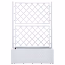 vidaXL Garden Raised Bed with Trellis and Self Watering System White Planter