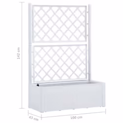 vidaXL Garden Raised Bed with Trellis and Self Watering System White Planter - Additional view 7