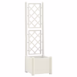 vidaXL Garden Planter with Trellis PP White Raised Bed Flower Box Plant Pot - Additional view 2