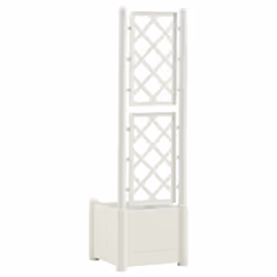 vidaXL Garden Planter with Trellis PP White Raised Bed Flower Box Plant Pot - Additional view 4
