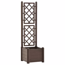 vidaXL Garden Planter with Trellis PP Mocha Raised Bed Flower Box Plant Pot - Additional view 2