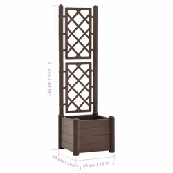 vidaXL Garden Planter with Trellis PP Mocha Raised Bed Flower Box Plant Pot - Additional view 3