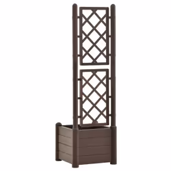 vidaXL Garden Planter with Trellis PP Mocha Raised Bed Flower Box Plant Pot - Additional view 4