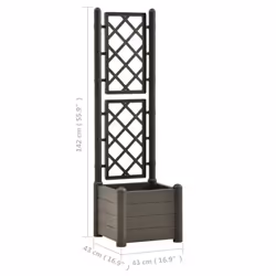 vidaXL Garden Planter with Trellis PP Anthracite Raised Bed Flower Box Outdoor - Additional view 4