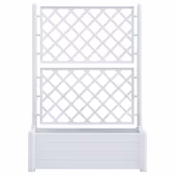 vidaXL Garden Planter with Trellis PP White Flower Planting Box Raised Bed - Additional view 2