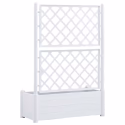 vidaXL Garden Planter with Trellis PP White Flower Planting Box Raised Bed - Additional view 4