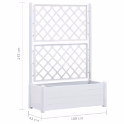 vidaXL Garden Planter with Trellis PP White Flower Planting Box Raised Bed - Additional view 6