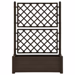 vidaXL Garden Planter with Trellis PP Mocha Flower Planting Box Raised Bed - Additional view 2