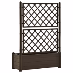 vidaXL Garden Planter with Trellis PP Mocha Flower Planting Box Raised Bed - Additional view 4