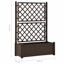 vidaXL Garden Planter with Trellis PP Mocha Flower Planting Box Raised Bed - Additional view 6