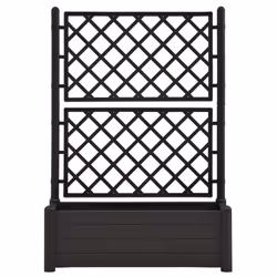 vidaXL Garden Planter with Trellis PP Anthracite Flower Planting Raised Bed