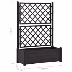 vidaXL Garden Planter with Trellis PP Anthracite Flower Planting Raised Bed - Additional view 6