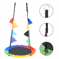 vidaXL Rainbow Swing with Flags Outdoor Play Equipment Saucer Swing Game Toy