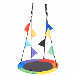 vidaXL Rainbow Swing with Flags Outdoor Play Equipment Saucer Swing Game Toy