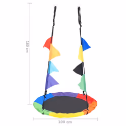 vidaXL Rainbow Swing with Flags Outdoor Play Equipment Saucer Swing Game Toy - Additional view 4