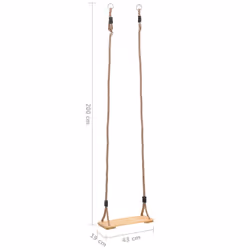 vidaXL Solid Pinewood Board Swing Garden Tree Swing Play Equipment 200 cm