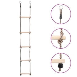 vidaXL Solid Pinewood 5-Step Ladder Baby Activity Toy Toddler Climbing Ladder