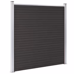 vidaXL Fence Panel WPC 180x186 cm Black Garden Barrier Edging Fencing Privacy - Additional view 2