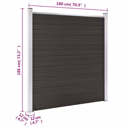 vidaXL Fence Panel WPC 180x186 cm Black Garden Barrier Edging Fencing Privacy - Additional view 3