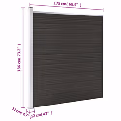 vidaXL Fence Panel WPC 175x186 cm Black Garden Barrier Edging Fencing Privacy - Additional view 4