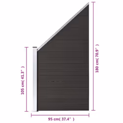 vidaXL Fence Panel WPC 95x(105-180) cm Black Garden Barrier Edging Privacy