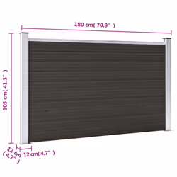 vidaXL Fence Panel WPC 180x105 cm Black Garden Barrier Edging Fencing Privacy - Additional view 7