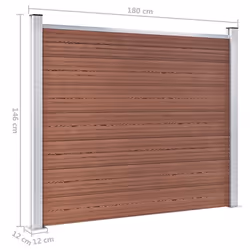 vidaXL Fence Panel WPC 180x146 cm Brown Garden Barrier Edging Fencing Privacy - Additional view 3