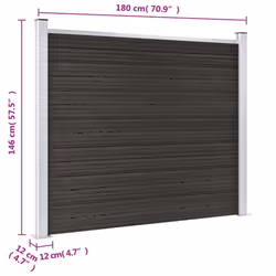 vidaXL Fence Panel WPC 180x146 cm Grey Garden Barrier Edging Fencing Privacy - Additional view 9