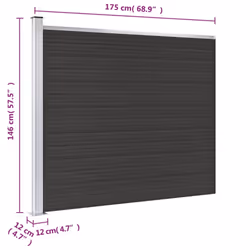 Fence Panel WPC 175x146 cm Black - Additional view 4