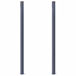 vidaXL 2x Fence Posts Dark Grey Aluminium Fencing Post with Cap and Steel Foot - Additional view 2