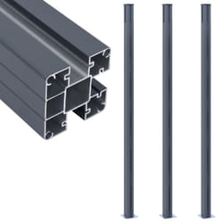vidaXL 3x Fence Posts Dark Grey Aluminium Fencing Post with Cap and Steel Foot