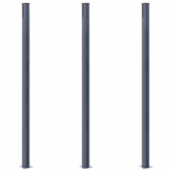 vidaXL 3x Fence Posts Dark Grey Aluminium Fencing Post with Cap and Steel Foot