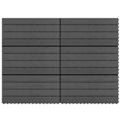 vidaXL 6x Decking Tiles WPC Black Interlocking Floor Pool Tile Flooring Carpet