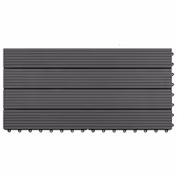 vidaXL 6x Decking Tiles WPC Black Interlocking Floor Pool Tile Flooring Carpet